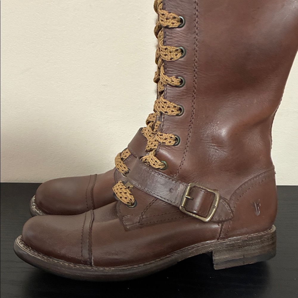 Frye Jenna Cap Toe lace-up boots in brown leather size 7B - Picture 11 of 12
